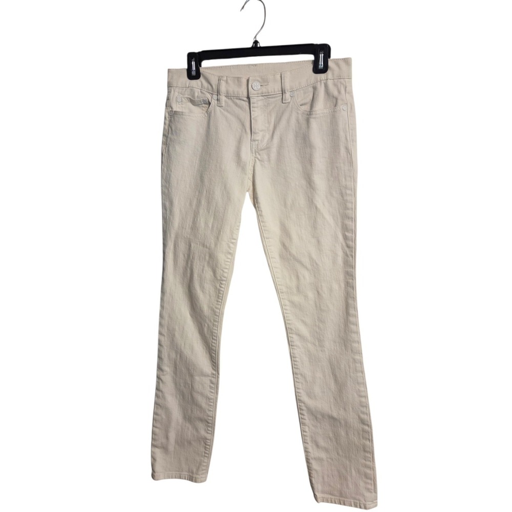 Tory Burch white Super Skinny denim embroidered pocket jeans, size 29. - Picture 2 of 6